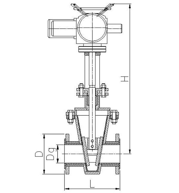 Z342J襯膠楔型閘閥結(jié)構(gòu)示意圖